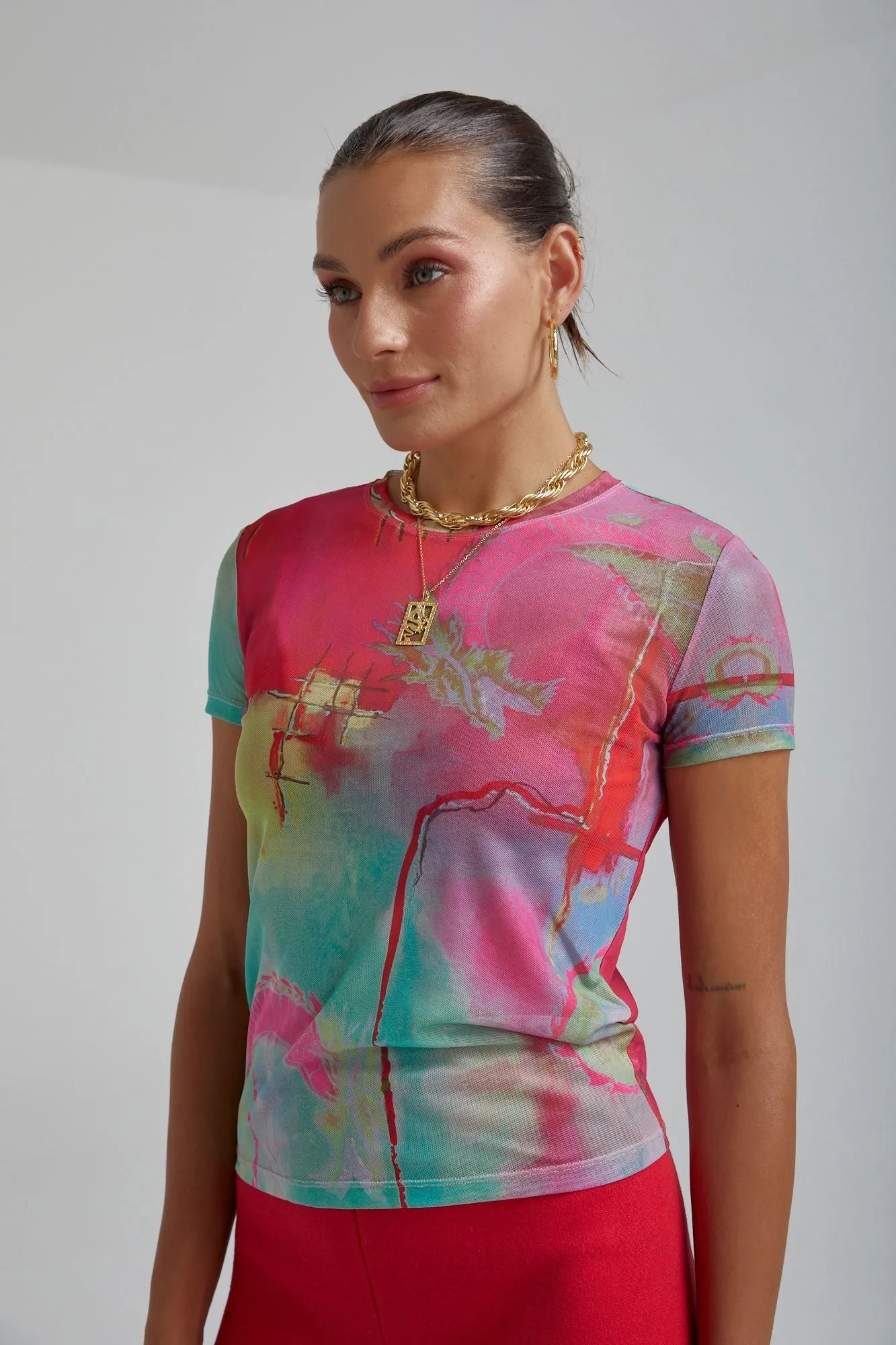 Summi Summi Mesh Baby Doll Top - Dragon Blaze