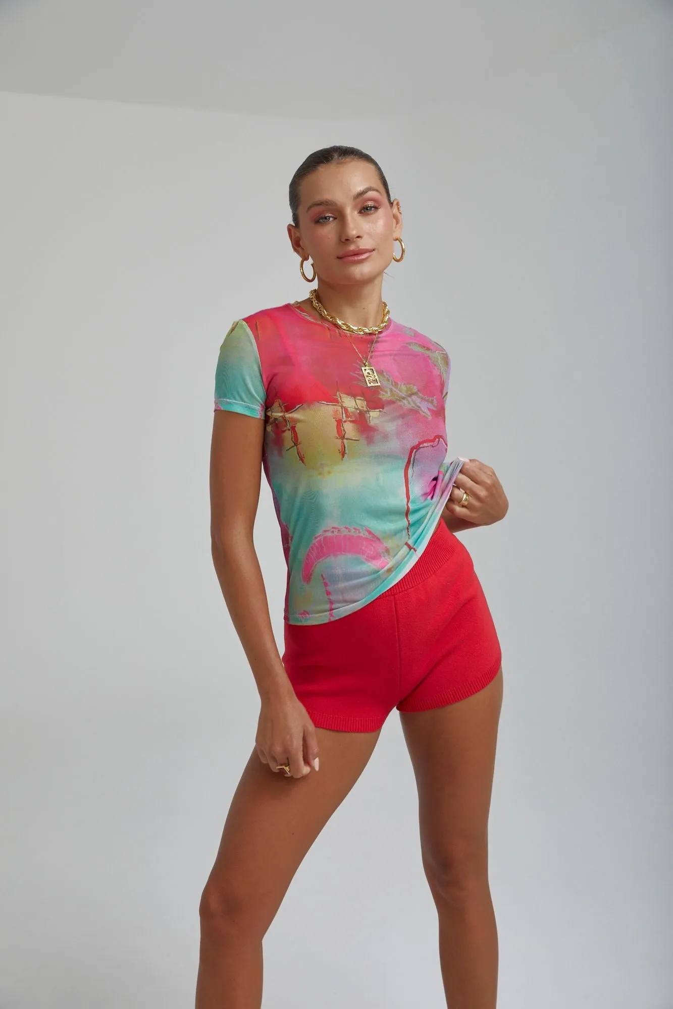 Summi Summi Mesh Baby Doll Top - Dragon Blaze