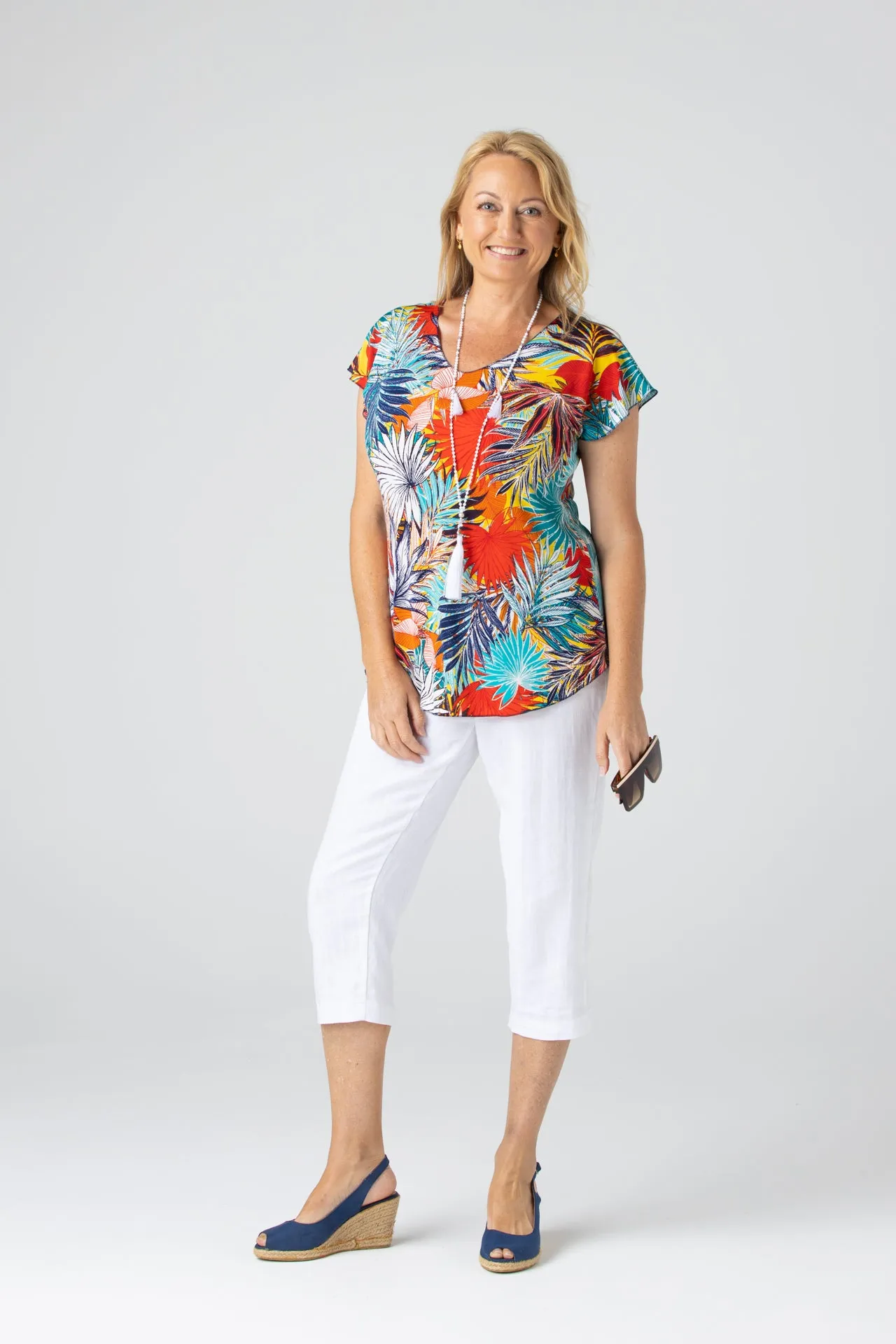 Sunset Print Short Sleeve Jersey Top