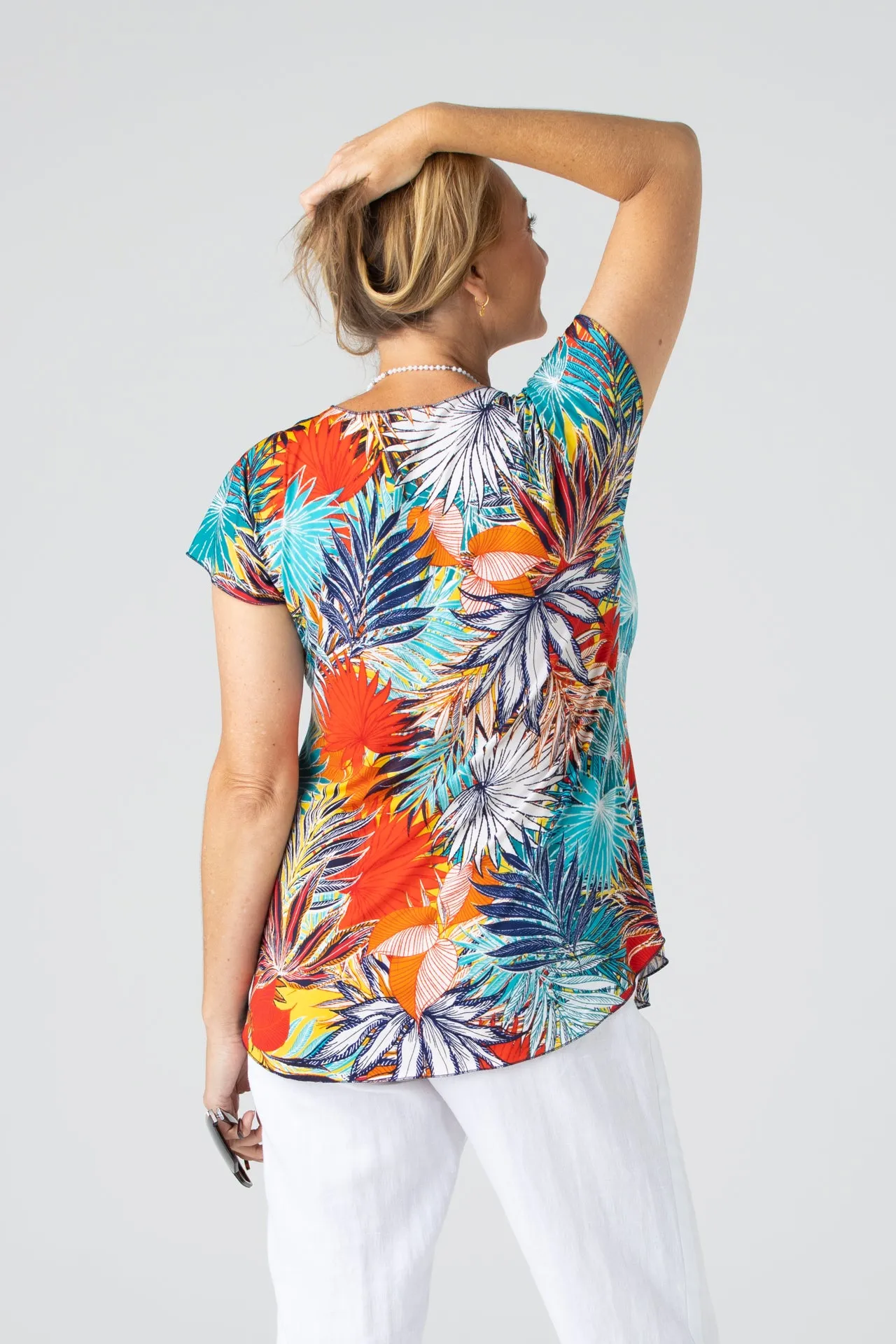 Sunset Print Short Sleeve Jersey Top