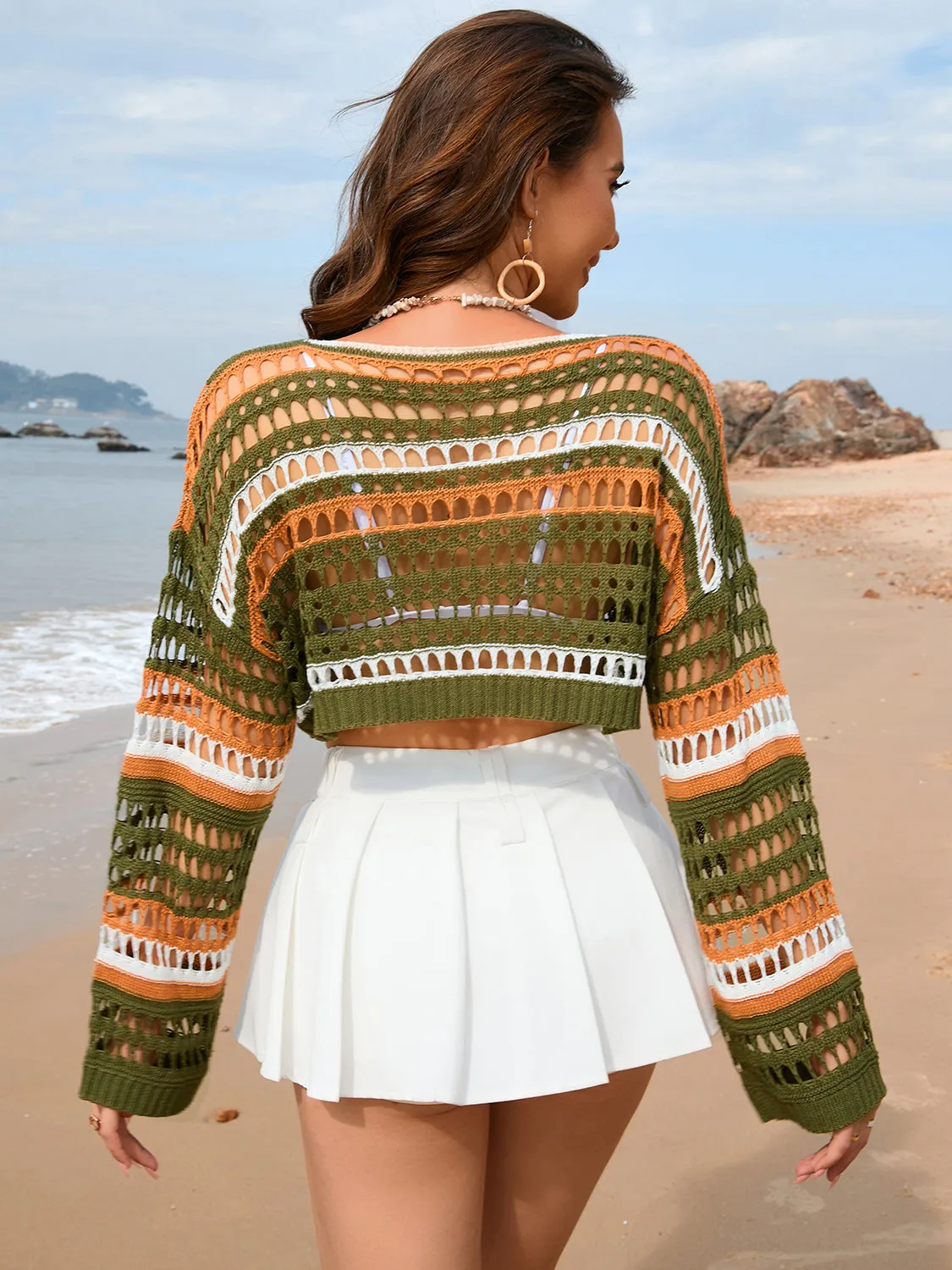 TEEK - Mesh Boat Neck Cropped Cover-Up