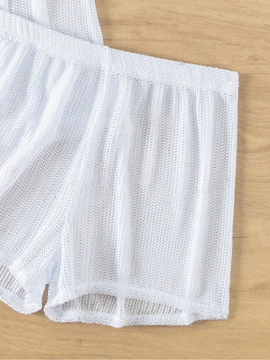 TEEK - Open Front Half Sleeve Top Shorts Cover Up Set