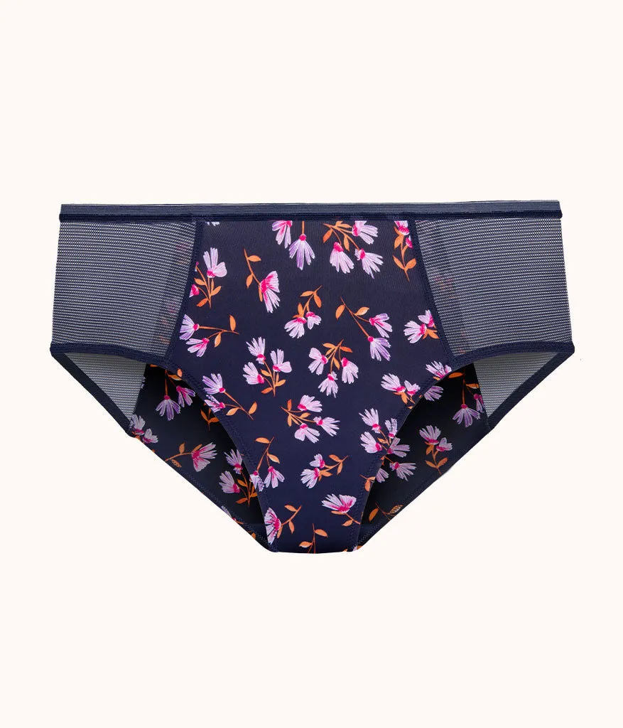 The Mesh High Waist Bikini - Print: Navy Daisy