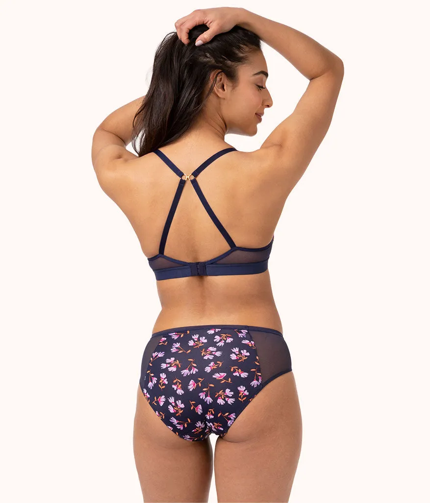 The Mesh High Waist Bikini - Print: Navy Daisy