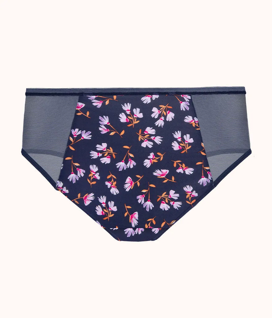 The Mesh High Waist Bikini - Print: Navy Daisy
