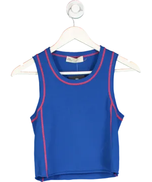 Tory Burch Blue Contrastim-trim Sleeveless Knitted Top UK S