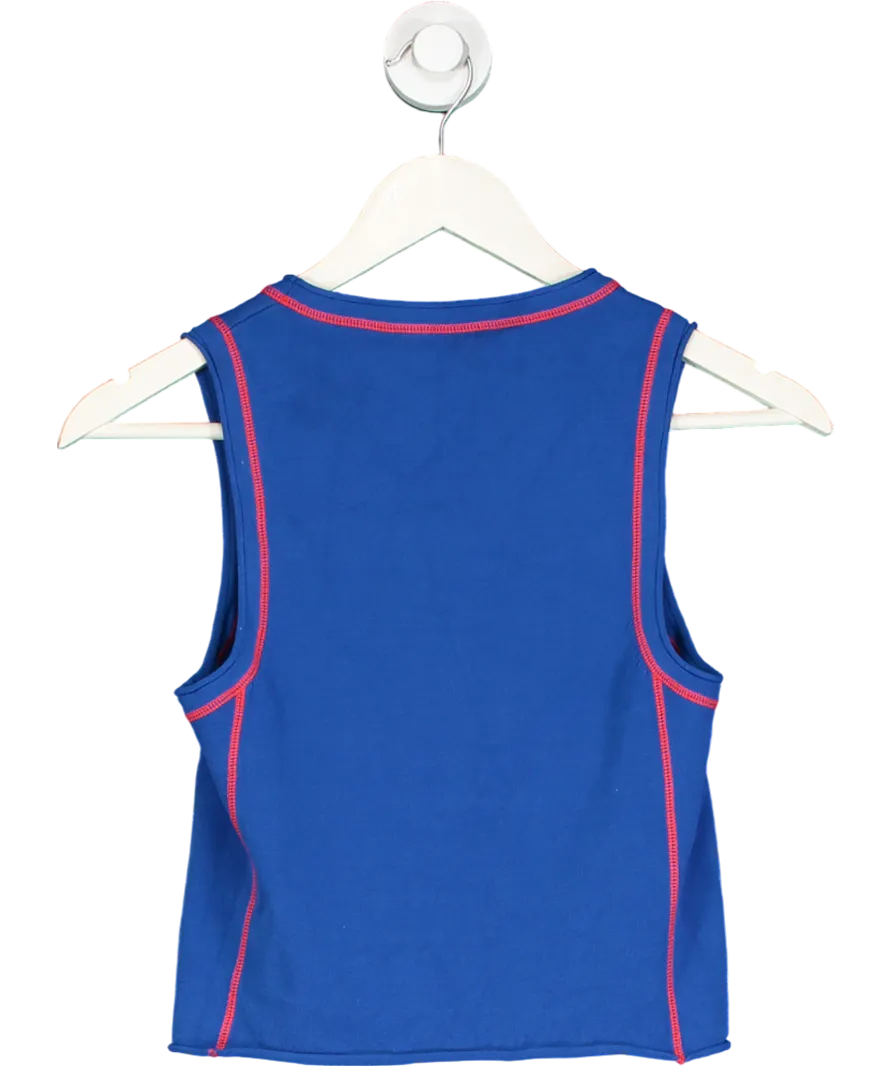Tory Burch Blue Contrastim-trim Sleeveless Knitted Top UK S