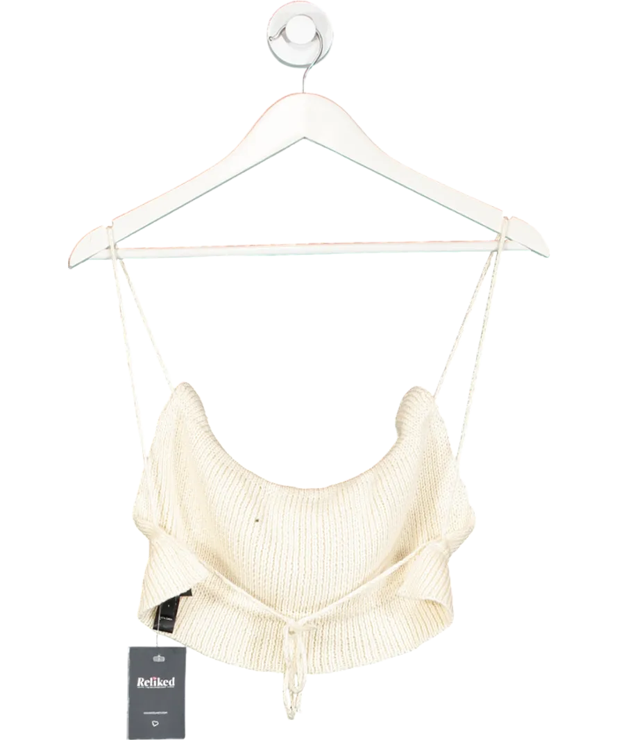 Trois Cream Knitted Tie Top UK S