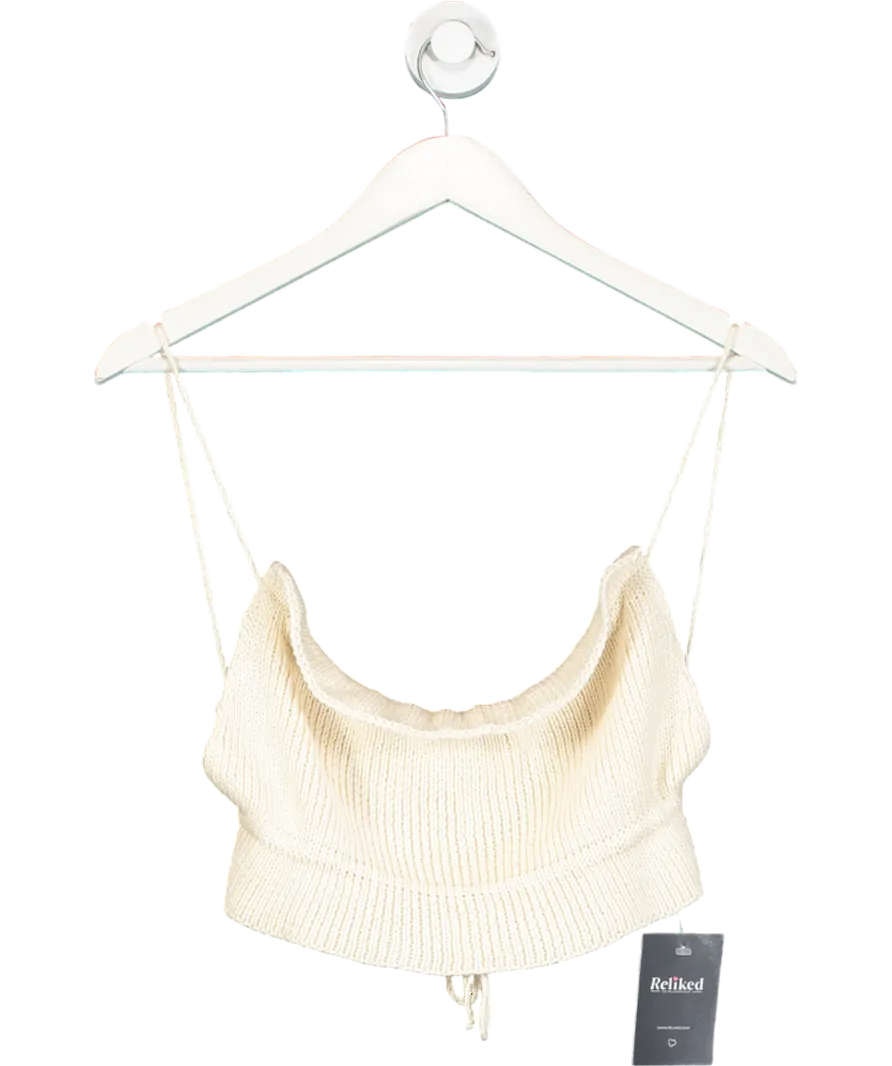 Trois Cream Knitted Tie Top UK S