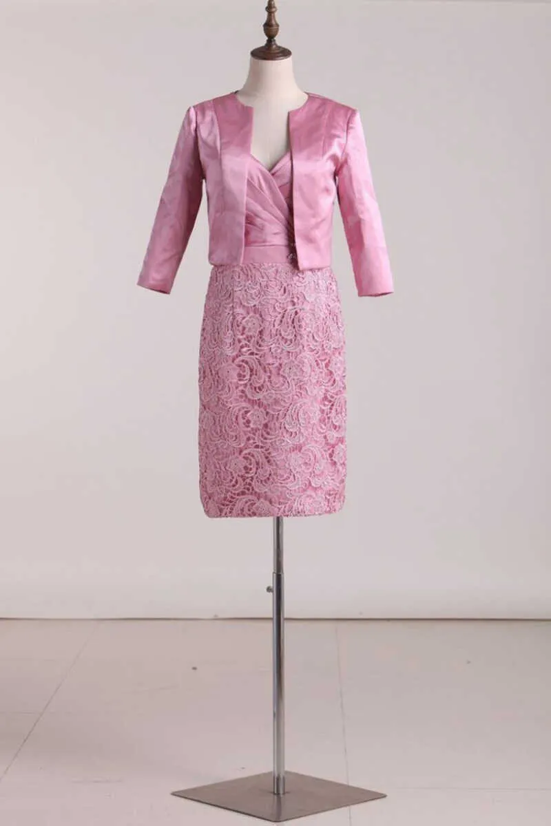 Two-Piece Pink Backless Mother of the Bride Dress