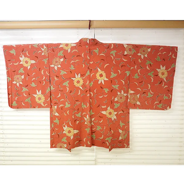 Vintage Haori Kimono Jacket Silk, Dusky Pink base, Floral Arabesque
