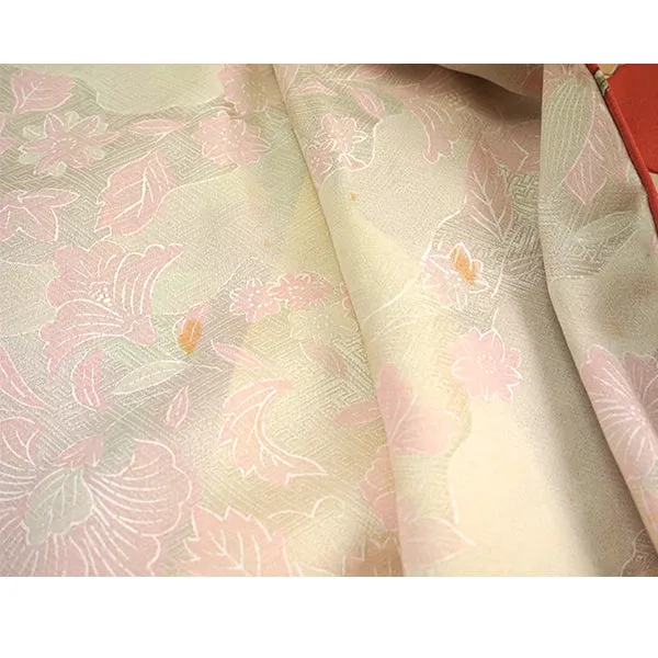 Vintage Haori Kimono Jacket Silk, Dusky Pink base, Floral Arabesque