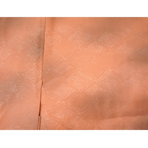 Vintage Haori Kimono Jacket Silk, Orange base, Diamond Grid (Hishikōshi)