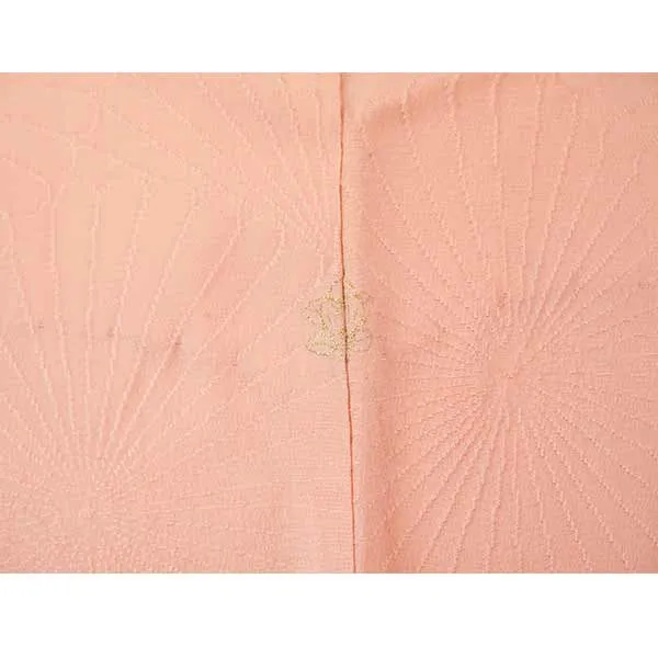 Vintage Haori Kimono Jacket Silk, Pastel Orange base, Chrysanthemums