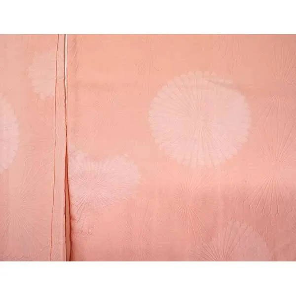 Vintage Haori Kimono Jacket Silk, Pastel Orange base, Chrysanthemums