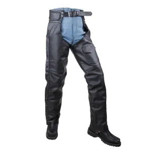 VL802 TG Vance Leather Top Grain Leather Chaps with Braid Trim