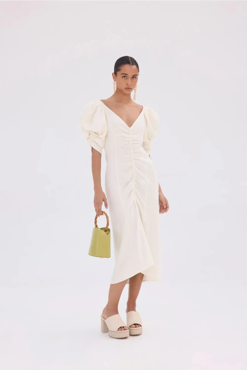 White Elasticated Front Dress