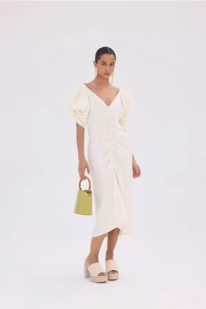 White Elasticated Front Dress