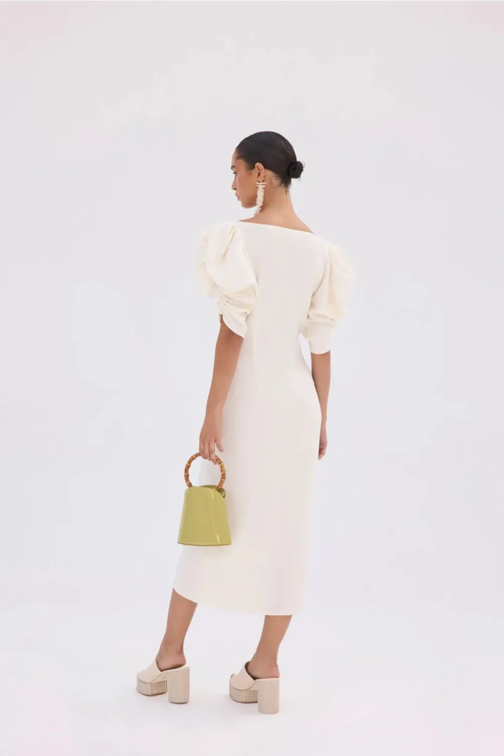 White Elasticated Front Dress