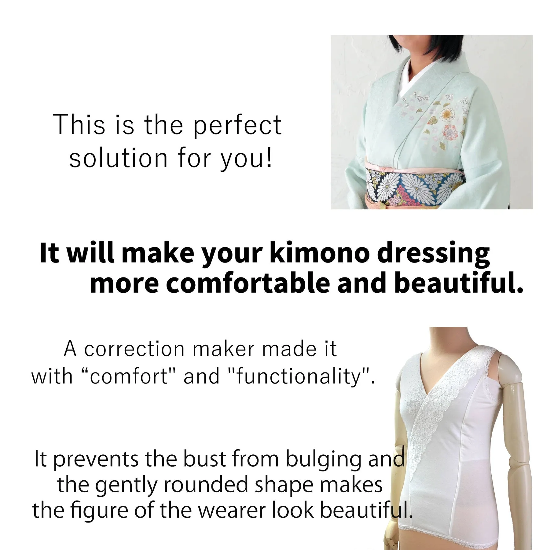 Women’s Japanese kimono stretch bra - Made by a correction maker ,S-2XL
