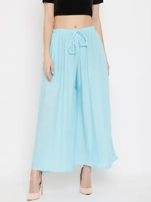 Women'S Sky Blue Flared Solid Sharara