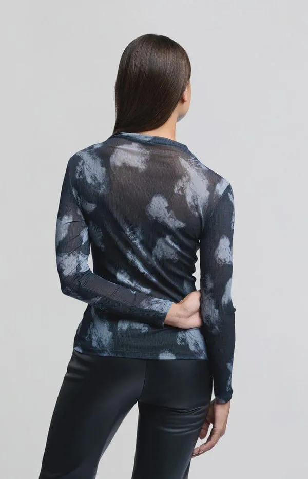 Yaya Mesh Top Graphic Print