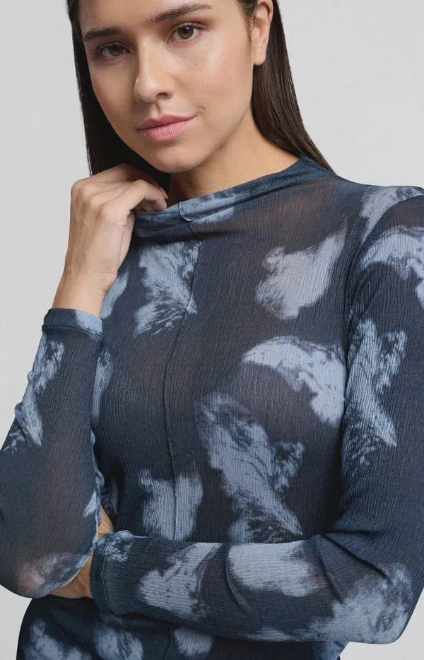 Yaya Mesh Top Graphic Print