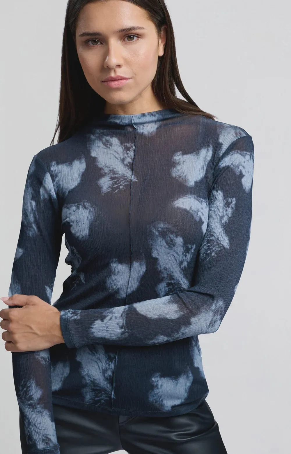 Yaya Mesh Top Graphic Print