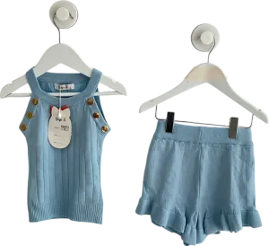 Yoyo S. Blue Knitted Short & Top Set 4 Years